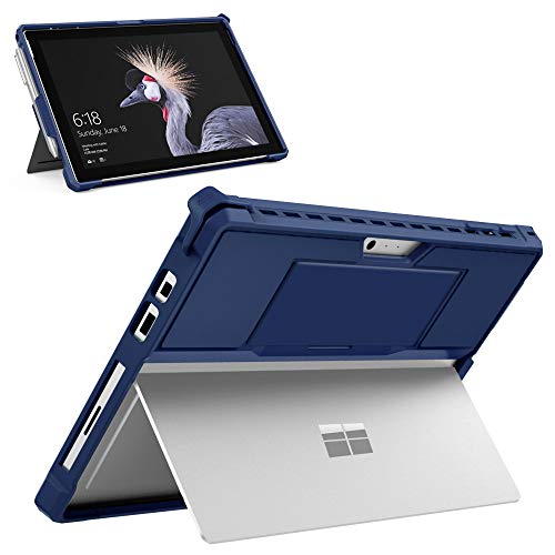 MoKo Hülle Kompatibel mit Microsoft Surface Pro 7 Plus 2021/Surface Pro 7 2019/Pro 6/Pro 2017/Pro 5/4/LTE, All In One Schutzhülle Stifthalter Handschlaufe Kompatibel mit Typ Cover Tastatur, Blau von MoKo