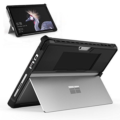 MoKo Hülle Kompatibel mit Microsoft Surface Pro 7 Plus 2021/Surface Pro 7 2019/Pro 6/Pro 2017/Pro 5/4/LTE, All In One Schutzhülle Stifthalter Handschlaufe Kompatibel mit Typ Cover Tastatur, Schwarz von MoKo
