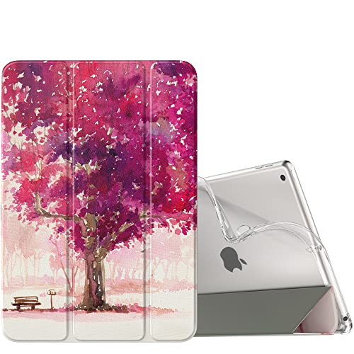 MoKo Hülle Kompatibel mit Neu iPad 9./8./7. Generation (2021/2020/2019), iPad 10,2 Zoll Hülle mit Ständer, TPU Transluzent Matt Rückseite Cover mit Auto Schlaf/Aufwach Funktion, Aquarell Landschaft von MoKo