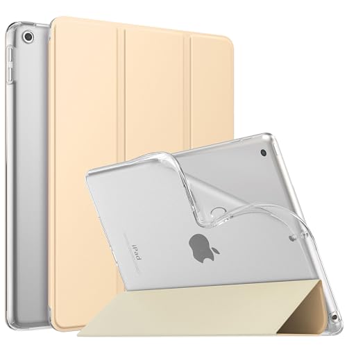 MoKo Hülle Kompatibel mit Neu iPad 9./8./7. Generation (2021/2020/2019), iPad 10,2 Zoll Hülle mit Ständer, TPU Transluzent Matt Rückseite Cover mit Auto Schlaf/Aufwach Funktion, Beige von MoKo