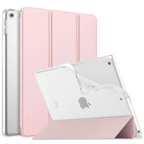 MoKo Hülle Kompatibel mit Neu iPad 9./8./7. Generation (2021/2020/2019), iPad 10,2 Zoll Hülle mit Ständer, TPU Transluzent Matt Rückseite Cover mit Auto Schlaf/Aufwach Funktion, Helle Rosa von MoKo