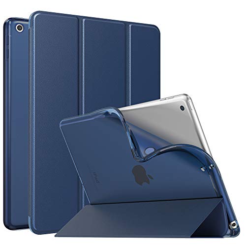 MoKo Hülle Kompatibel mit Neu iPad 9./8./7. Generation (2021/2020/2019), iPad 10,2 Zoll Hülle mit Ständer, TPU Transluzent Matt Rückseite Cover mit Auto Schlaf/Aufwach Funktion, Marineblau von MoKo