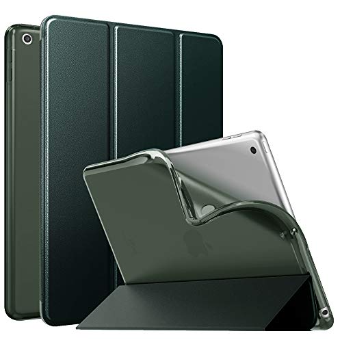 MoKo Hülle Kompatibel mit Neu iPad 9./8./7. Generation (2021/2020/2019), iPad 10,2 Zoll Hülle mit Ständer, TPU Transluzent Matt Rückseite Cover mit Auto Schlaf/Aufwach Funktion, Nachtgrün von MoKo