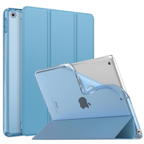 MoKo Hülle Kompatibel mit Neu iPad 9./8./7. Generation (2021/2020/2019), iPad 10,2 Zoll Hülle mit Ständer, TPU Transluzent Matt Rückseite Cover mit Auto Schlaf/Aufwach Funktion, Nebliges Blau von MoKo