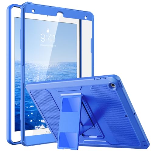 MoKo Hülle Kompatibel mit Neu iPad 9. Generation 10,2 2021/iPad 8. Generation 2020/iPad 7. Gen, Stoßfest Schutzhülle mit Ständer Eingebauter Displayschutz Kompatibel mit iPad 10,2 Zoll, Blaue Welle von MoKo