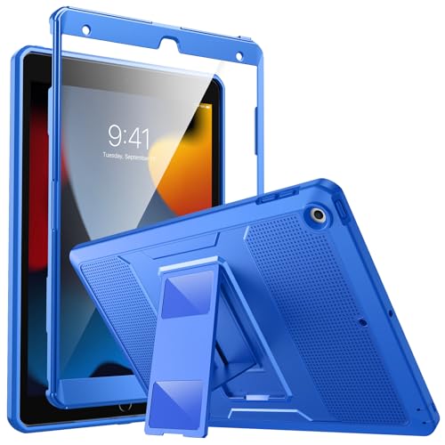 MoKo Hülle Kompatibel mit Neu iPad 9. Generation 10,2 2021/iPad 8. Generation 2020/iPad 7. Gen, Stoßfest Schutzhülle mit Ständer Eingebauter Displayschutz Kompatibel mit iPad 10,2 Zoll, Blaue Welle von MoKo