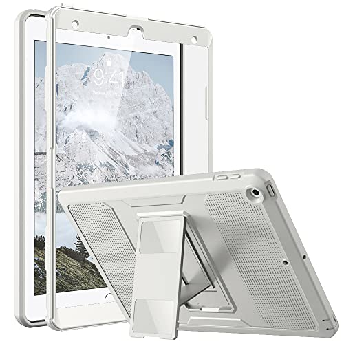 MoKo Hülle Kompatibel mit Neu iPad 9. Generation 10,2 2021 / iPad 8. Generation 2020 / iPad 7. Gen, Stoßfest Schutzhülle mit Ständer Eingebauter Displayschutz Kompatibel mit iPad 10,2 Zoll, Hell Grau von MoKo