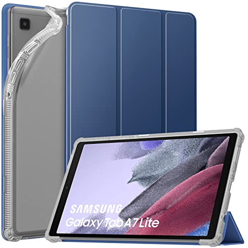 MoKo Hülle Kompatibel mit Samsung Galaxy Tab A7 Lite 8,7 Zoll 2021(SM-T225/T220/T227), Ultra Schlanke TPU Schutzhülle Weiche Transluzente Rückseite Smart Cover, Marineblau von MoKo