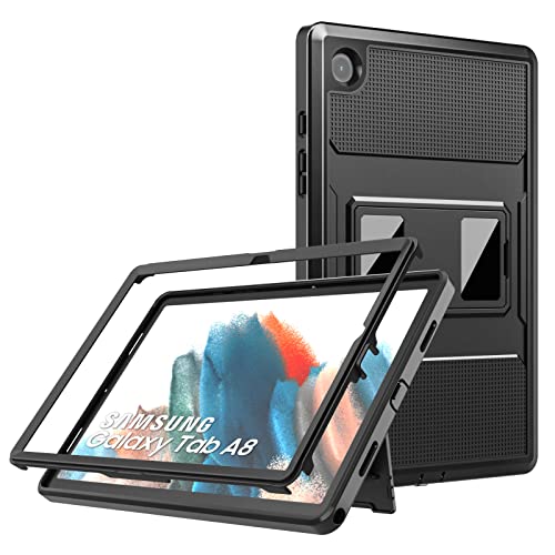 MoKo Hülle Kompatibel mit Samsung Galaxy Tab A8 10,5 Zoll 2021 (SM-X200/X205/X207), Ganzkörper-Rugged Hybrid Stand Tablet Cover Schutzhülle mit Integriertem Displayschutz für Galaxy Tab A8, Schwarz von MoKo