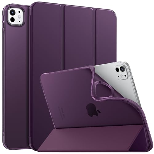 MoKo Hülle Kompatibel mit iPad Pro 11 Zoll M4 2024 (5. Gen), TPU Transluzent Matt Rückseite Cover mit Auto Schlaf/Aufwach, Schutzhülle mit Ständer, Dunkelviolett von MoKo