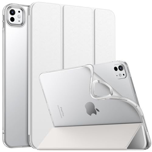 MoKo Hülle Kompatibel mit iPad Pro 11 Zoll M4 2024 (5. Gen), TPU Transluzent Matt Rückseite Cover mit Auto Schlaf/Aufwach, Schutzhülle mit Ständer, Weiß von MoKo