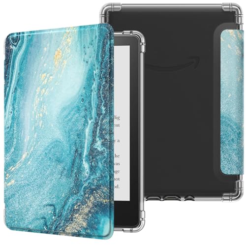 MoKo Hülle für 6,8 Zoll Tablet und E-Reader 2021 Ultraklar Weich Flexibel Transparent TPU Rückseite Leicht Schutzhülle mit Auto Schlaf/Aufwach, Vergoldend von MoKo
