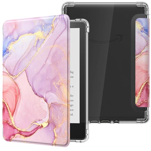 MoKo Hülle für 6,8 Zoll Tablet und E-Reader 2021 Ultraklar Weich Flexibel Transparent TPU Rückseite Leicht Schutzhülle mit Auto Schlaf/Aufwach, Hellrosa Goldmarmor von MoKo