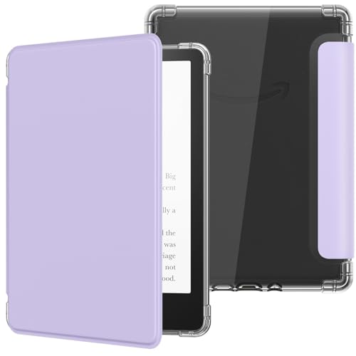 MoKo Hülle für 6" All-New Kindle (11th Generation-2024/2022 Modell), Ultraklar Weich Flexibel Transparent TPU Rückseite Leicht Schutzhülle mit Auto Schlaf/Aufwach für Kindle 2024, Taro Violett von MoKo