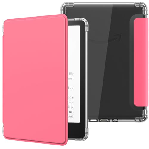 MoKo Hülle für 6" All-New Kindle (11th Generation-2024/2022 Modell), Ultraklar Weich Flexibel Transparent TPU Rückseite Leicht Schutzhülle mit Auto Schlaf/Aufwach für Kindle 2024, Wassermelone Rot von MoKo
