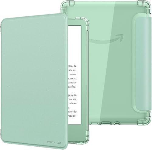 MoKo Hülle für 6" All-New Kindle (11th Generation-2024/2022 Modell), Ultraklar Weich Flexibel Transparent TPU Rückseite Leicht Schutzhülle mit Auto Schlaf/Aufwach für Kindle 2024, Agave Grün von MoKo