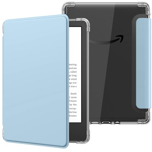 MoKo Hülle für 6" All-New Kindle (11th Generation-2024/2022 Modell), Ultraklar Weich Flexibel Transparent TPU Rückseite Leicht Schutzhülle mit Auto Schlaf/Aufwach für Kindle 2024, Himmelblau von MoKo