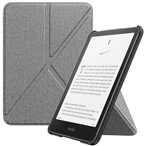 MoKo Hülle für All-New Amazon 7" Kindle Paperwhite 12th Generation 2024, Origami Ständer Hülle mit Magnetic PC Rückseite Cover, Denim Grau von MoKo