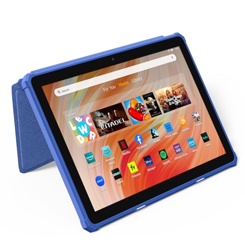 MoKo Hülle für All-New Amazon Fire HD 10 Tablet (13th Generation, 2023 Release) 10.1", Origami Ständer Hülle mit Magnetic PC Rückseite Cover, Denim Schwarz von MoKo