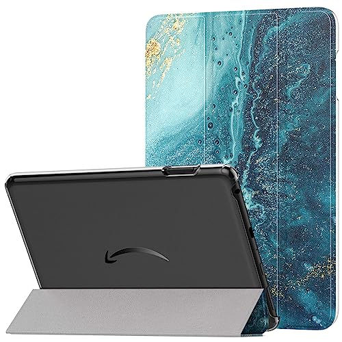MoKo Hülle für All-New Amazon Fire HD 8 & 8 Plus Tablet(12/10th Gen, 2024/2022/2020), Dünne Leichte PU Leder Tablet Hülle mit Auto Schlaf/Aufwach Funktion Transluzente PC Rückseite, Vergoldend von MoKo