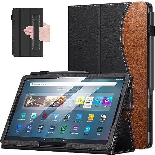 MoKo Hülle für Amazon Fire Max 11 Tablet (13. Generation, 2023) 11", Dünne Tablethülle für Kindle Fire 11 Tablet, Smart Case mit 2 Winkel Auto Schlaf/Aufwach Einhandbedienung, Schwarz+Braun von MoKo