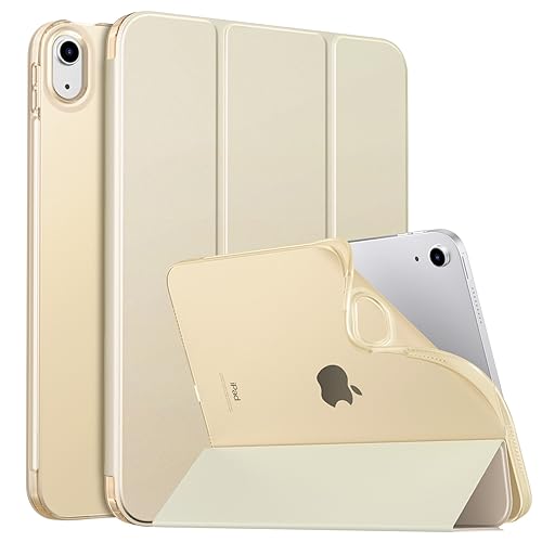 MoKo Hülle für Neu iPad 10. Generation 2022, iPad 10,9 Zoll Hülle TPU Transluzent Rückseite Cover mit Ständer und Auto Schlaf/Aufwach Funktion Tablet Hüllen Schutzhülle, Champagner Gold von MoKo