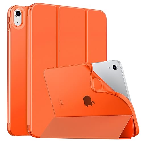 MoKo Hülle für iPad (A16) 11. Generation 11 Zoll 2025/10. Gen 10,9 Zoll 2022,iPad Hülle TPU Transluzent Matt Rückseite Cover mit Auto Schlaf/Aufwach Tablet Hüllen Schutzhülle mit Ständer,Orange von MoKo