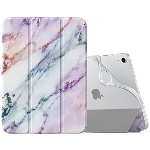 MoKo Hülle für iPad (A16) 11. Generation 11 Zoll 2025/10. Gen 10,9 Zoll 2022, iPad Hülle TPU Transluzent Matt Rückseite Cover mit Auto Schlaf/Aufwach Schutzhülle mit Ständer, Lila Marmor von MoKo