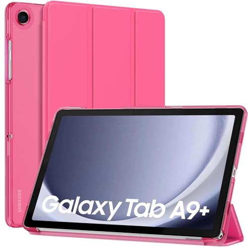 MoKo Hülle für Samsung Galaxy Tab A9+/A9 Plus 11 Zoll 2023, Leicht Stand mit Stabil PC Transluzent Rückseite für Tab A9 Plus Tablet(SM-X210/X216/X218), Auto Aufwachen/Schlafen, Rot von MoKo