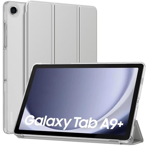 MoKo Hülle für Samsung Galaxy Tab A9+/A9 Plus 11 Zoll 2023, Leicht Stand mit Stabil PC Transluzent Rückseite für Tab A9 Plus Tablet(SM-X210/X216/X218), Auto Aufwachen/Schlafen, Silber von MoKo