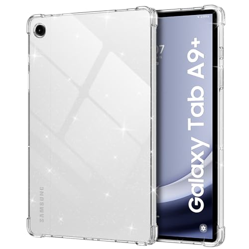 MoKo Hülle für Samsung Galaxy Tab A9+/A9 Plus 11 Zoll 2023 (SM-X210/X216/X218), Leicht Schutzhülle mit Flexible TPU Kristall Klar Rückseite Tablethülle Tablet Cover, Klarer Glitzer von MoKo