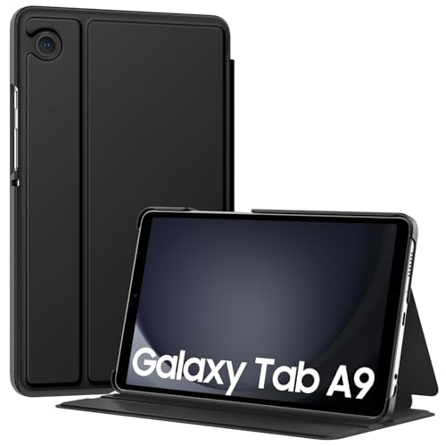 MoKo Hülle für Samsung Galaxy Tab A9 8,7-Zoll 2023, Mehrwinkelansicht, Harte Rückenschale, Schutzhülle für Samsung Galaxy Tab A9 8,7-Zoll 2023 (SM-X110/SM-X115/SM-X117), Schwarz von MoKo