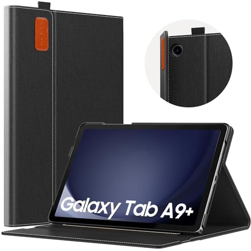 MoKo Hülle für Samsung Galaxy Tab A9 Plus 11 Zoll 2023, Mehrere Winkel Ständer Schutzhülle für Galaxy Tab A9+ Tablet (SM-X210/SM-X216/SM-X218) mit Fronttasche Auto Schlaf/Aufwach Funktion, Schwarz von MoKo