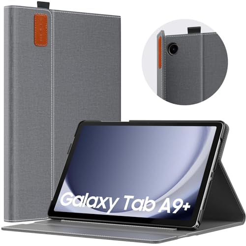 MoKo Hülle für Samsung Galaxy Tab A9 Plus 11 Zoll 2023, Mehrere Winkel Ständer Schutzhülle für Galaxy Tab A9+ Tablet (SM-X210/SM-X216/SM-X218) mit Fronttasche Auto Schlaf/Aufwach Funktion, Space Grau von MoKo