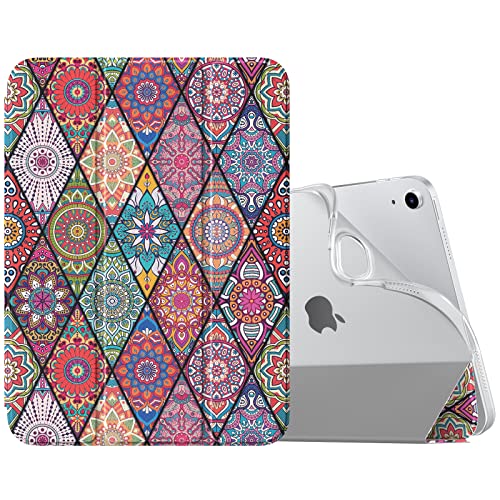 MoKo Hülle für iPad (A16) 11. Generation 11 Zoll 2025/10. Gen 10,9 Zoll 2022, iPad Hülle TPU Transluzent Matt Rückseite Cover mit Auto Schlaf/Aufwach Schutzhülle mit Ständer, Karo Stechapfel von MoKo