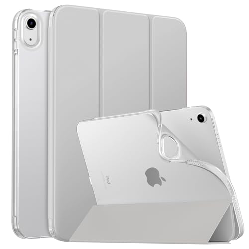 MoKo Hülle für iPad (A16) 11. Generation 11 Zoll 2025/10. Gen 10,9 Zoll 2022, iPad Hülle TPU Transluzent Matt Rückseite Cover mit Auto Schlaf/Aufwach Tablet Hüllen Schutzhülle mit Ständer, Silber Grau von MoKo