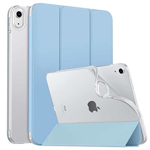 MoKo Hülle für iPad 10. Generation 2022, iPad 10,9 Zoll Hülle TPU Transluzent Matt Rückseite Cover mit Auto Schlaf/Aufwach Tablet Hüllen Schutzhülle mit Ständer, Sonnig Himmelblau von MoKo