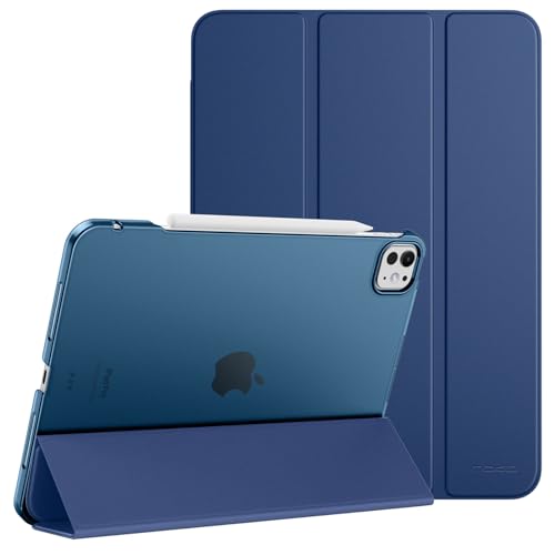 MoKo Hülle für iPad Pro 11 Zoll M4 2024 (5. Gen), Ultradünne Standhülle mit Transluzent Hart PC Rückseite für iPad Pro 11'' 2024 (A2836/A2837/A3006), Unterstützt Apple Pencil Pro, Marineblau von MoKo