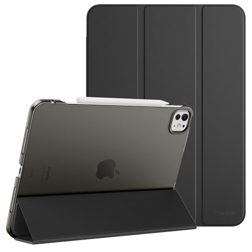 MoKo Hülle für iPad Pro 11 Zoll M4 2024 (5. Gen), Ultradünne Standhülle mit Transluzent Hart PC Rückseite für iPad Pro 11'' 2024 (A2836/A2837/A3006), Unterstützt Apple Pencil Pro, Schwarz von MoKo
