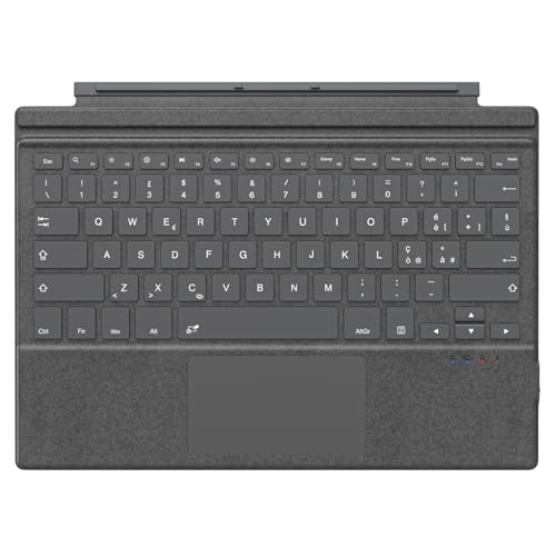 MoKo Italian Keyboard Kompatibel mit Microsoft Surface Pro 7 Plus/Pro 7/Pro 6/Pro 5/Pro 4/Pro 3, QWERTY Layout Bluetooth-Tastatur mit schlankem Drehgelenk, eingebauter Lithium-Batterie, Körniges Grau von MoKo