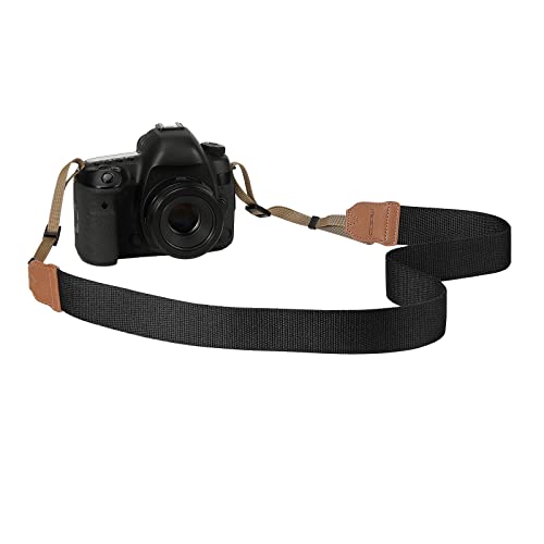 MoKo Kamera Gurt, Gewebte Baumwolle Camcordergurte Einstellbare Kameragurte Universal Tragegurt Schnellverschluss Schultergurt Nackengurt Camera Strap für alle DSLR/SLR Kameras, Schwarz von MoKo