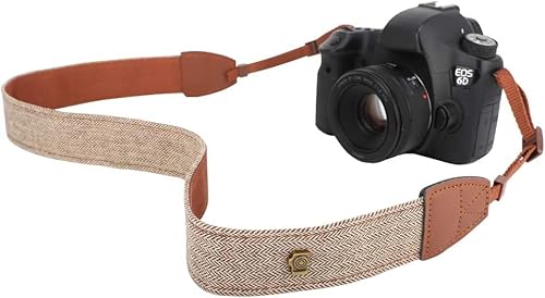 MoKo Kameragurt, Baumwolle Leinwand Tragegurt Geflochten Verstellbar Kamera Schultergurt Nackengurt für Alle DSLR Digitalkamera Canon Fuji Nikon Olympus Pentax Sony - Khaki von MoKo