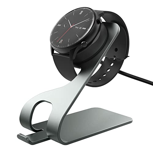 MoKo Ladestation Kompatibel mit Amazfit GTS 4 Mini/2/2 Mini/2e/GTR 2/2e/T-Rex Pro/Bip U/U Pro/Bip 3/3 Pro/Pop/Pop Pro, Aluminium Ladegerät Ladeständer mit 150 cm USB Ladekabel, Grau von MoKo