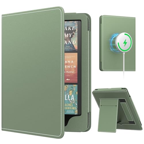 MoKo Magnetische Hülle für 7"/6,8" Kindle Paperwhite Signature Edition(12th/11th Gen-2024/2022) und Kindle Colorsoft, Kompatibel mit iPhone Magsafe für Samsung/Anker Kabellose Ladepads, Seladon von MoKo