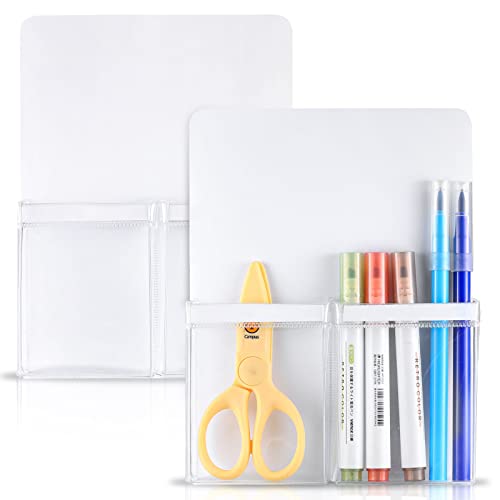 MoKo Magnetischer Stiftehalter, 2 Stück Marker Organizer Whiteboard Magnetische Stift Halterung mit 2 Fächern Schulbedarf für Schulleben Kühlschrank Spind und andere magnetische Oberflächen - Weiß von MoKo