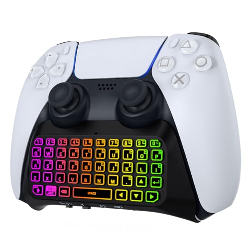 MoKo RGB Hinterlicht Tastatur für PS5-Controller, Bluetooth Kabellos Gamepad Chatpad für Playstation 5 mit verbessertem integriertem Lautsprecher und 3,5-mm-Audiobuchse für PS5 Controller Zubehör von MoKo