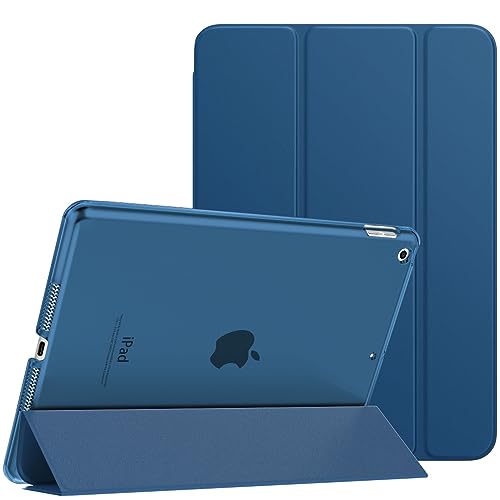 MoKo Schützhülle Kompatibel mit Neu iPad 9. / 8. / 7. Generation (2021/2020/2019), Tablethülle mit Ständer Matt Rückseite Auto Schlaf/Aufwach Funktion für iPad 10,2 Zoll, Dunkles Meerblau von MoKo