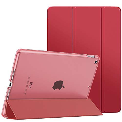 MoKo Schützhülle Kompatibel mit Neu iPad 9. / 8. / 7. Generation (2021/2020/2019), Tablethülle mit Ständer Matt Rückseite Auto Schlaf/Aufwach Funktion für iPad 10,2 Zoll, Rot von MoKo