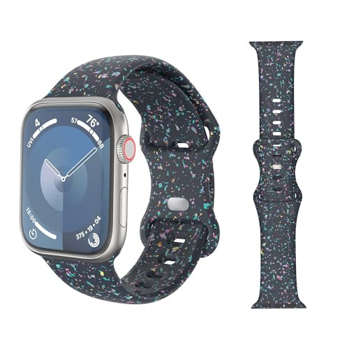 MoKo Sport Armband Kompatibel mit Apple Watch 38mm 40mm 41mm, Farbe Flocke Weiches Silikon Ersatzarmband Uhrenarmband Sportarmband für iWatch SE Series 9 8 7 6 5 4 3 2 1, Indigo von MoKo