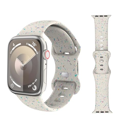 MoKo Sport Armband Kompatibel mit Apple Watch 38mm 40mm 41mm, Farbe Flocke Weiches Silikon Ersatzarmband Uhrenarmband Sportarmband für iWatch SE Series 9 8 7 6 5 4 3 2 1, Sternenlicht von MoKo